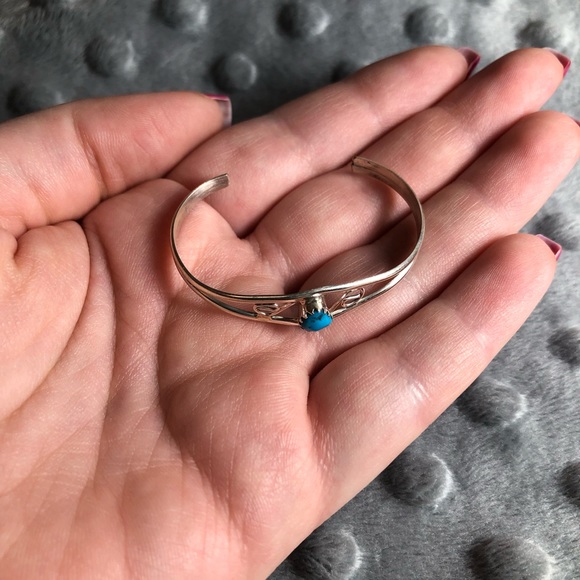 Turquoise and Sterling Infant Cuff Bracelet - Picture 5 of 5
